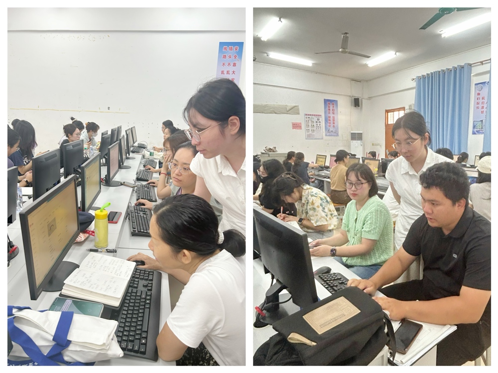 图4 覃宣榕指导教师们进行实操